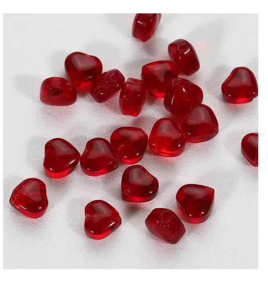 20pcs AB Color Heart Beads 6mm Red Czech Glass Loose Spacer Beads for DIY Earrings Necklace Jewelry Making Hairpin Accessories